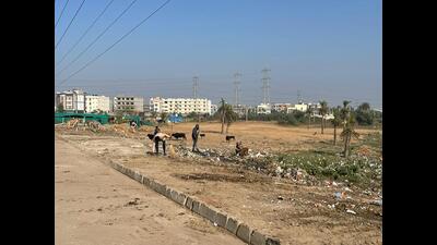 The area after the waste was cleared by the Mohali municipal corporation over past two days. (HT Photo) The area after the waste was cleared by the Mohali municipal corporation over past two days. (HT Photo)