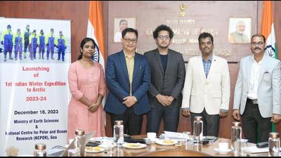 Union minister of earth sciences Kiren Rijiju flagged off the winter science expedition to the Arctic region on Monday. (Image posted on X by Kiren Rijiju) Union minister of earth sciences Kiren Rijiju flagged off the winter science expedition to the Arctic region on Monday. (Image posted on X by Kiren Rijiju)