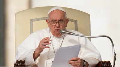 Pope Francis speaks during his weekly general audience in St. Peter's Square at The Vatican. (AP) Pope Francis speaks during his weekly general audience in St. Peter's Square at The Vatican. (AP)