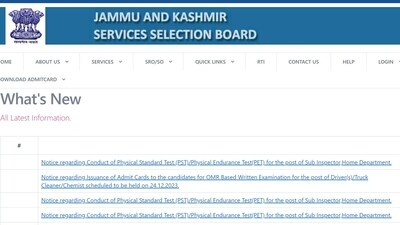 JKSSB Sub Inspector PST/PET 2023 result out at jkssb.nic.in JKSSB Sub Inspector PST/PET 2023 result out at jkssb.nic.in