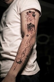 Geometric tattoo sleeves showcase intricate patterns and shapes. (Photo by tattoo artist Saunak Roy) Geometric tattoo sleeves showcase intricate patterns and shapes. (Photo by tattoo artist Saunak Roy)