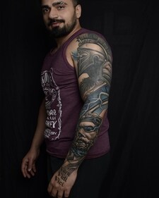 Custom large-scale tattoos are uniquely tailored, expansive ink artworks crafted to suit individual preferences. (Photo by tattoo artist Saunak Roy) Custom large-scale tattoos are uniquely tailored, expansive ink artworks crafted to suit individual preferences. (Photo by tattoo artist Saunak Roy)