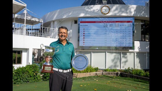 Chandigarh-based golfer Sandeep Sandhu shot a 71 on day one and was in the lead by one stroke. (HT Photo)