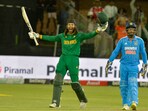 South Africa's Tony de Zorzi (L) celebrates after scoring a century (100 runs) South Africa's Tony de Zorzi (L) celebrates after scoring a century (100 runs)