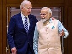 Prime Minister Narendra Modi with US President Joe Biden, in New Delhi (PTI)
