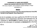 JKSSB Sub Inspector PST/PET 2023 result released at jkssb.nic.in