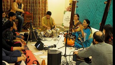 A classical music baithak in progress. (Parveen Kumar/Hindustan Times) A classical music baithak in progress. (Parveen Kumar/Hindustan Times)