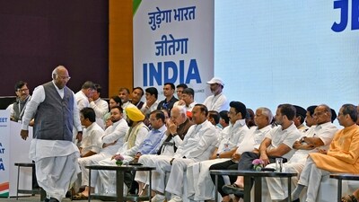 Opposition's Indian National Developmental Inclusive Alliance (INDIA) leaders during a press conference after the bloc leaders meeting, in Mumbai. (ANI file) Opposition's Indian National Developmental Inclusive Alliance (INDIA) leaders during a press conference after the bloc leaders meeting, in Mumbai. (ANI file)