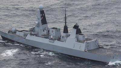 A Royal Navy warship shot down a suspected attack drone targeting commercial ships in the Red Sea. (AP) A Royal Navy warship shot down a suspected attack drone targeting commercial ships in the Red Sea. (AP)