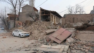 The powerful earthquake has destroyed some rural roads, leading to power outages and telecommunication failures. According to reports, the quake has damaged 6,381 houses in Jishishan. (AP) The powerful earthquake has destroyed some rural roads, leading to power outages and telecommunication failures. According to reports, the quake has damaged 6,381 houses in Jishishan. (AP)