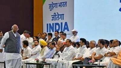 Opposition’s Indian National Developmental Inclusive Alliance (INDIA) leaders during a press conference. (ANI)