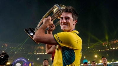 Australian captain Pat Cummins holds the trophy after winning the ICC Men's Cricket World Cup 2023, at the Narendra Modi Stadium, in Ahmedabad (PTI) Australian captain Pat Cummins holds the trophy after winning the ICC Men's Cricket World Cup 2023, at the Narendra Modi Stadium, in Ahmedabad (PTI)