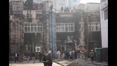 Rescue operation underway after the blaze at PGI building in Lucknow on Monday (File) Rescue operation underway after the blaze at PGI building in Lucknow on Monday (File)