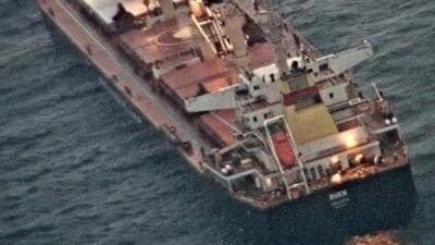 The merchant navy ship, MV Ruen. (Indian navy) The merchant navy ship, MV Ruen. (Indian navy)