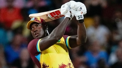 West Indies' Rovman Powell plays a shot. (AP) West Indies' Rovman Powell plays a shot. (AP)