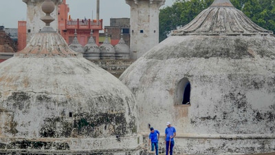 Varanasi: In this Aug. 8, 2023 file photo, archaeological Survey of India (ASI) team members during scientific survey at the Gyanvapi mosque complex, in Varanasi. (PTI) Varanasi: In this Aug. 8, 2023 file photo, archaeological Survey of India (ASI) team members during scientific survey at the Gyanvapi mosque complex, in Varanasi. (PTI)