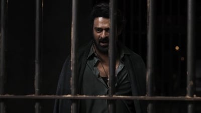 Prabhas in a still from Salaar new trailer. Prabhas in a still from Salaar new trailer.