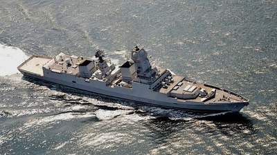 Indian Navy's missile guided destroyer Kolkata off the Gulf of Aden. Indian Navy's missile guided destroyer Kolkata off the Gulf of Aden.