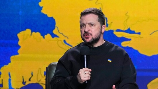 Russia-Ukraine War: Ukrainian President Volodymyr Zelensky speaks during his end-of-the-year news conference in Kyiv, Ukraine. (AP)