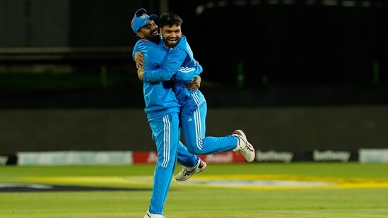 For India's bowling department, Rinku Singh and Arshdeep Singh took a wicket each.(AP)