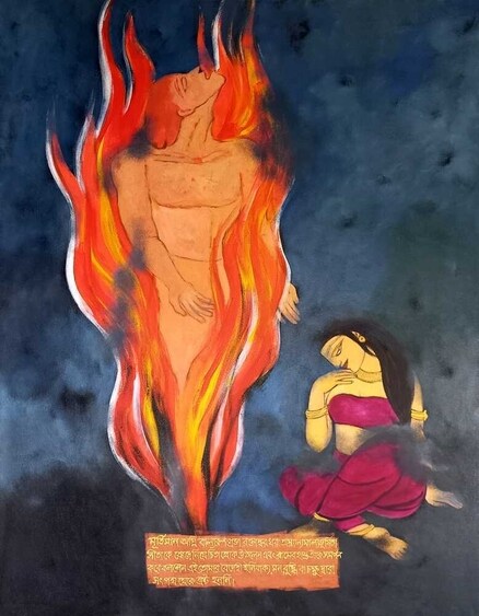 Artist Shuvaprasanna's paintings are displayed at this solo show. Artist Shuvaprasanna's paintings are displayed at this solo show.