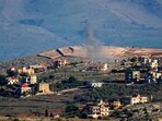 A picture taken on the outskirts south Lebanon's village of Aitaroun shows smoke billowing following Israeli bombardment