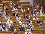 Lok Sabha MPs give voice vote on Bharatiya Nyaya Sanhita Bill during the Winter Session of Parliament in New Delhi on Wednesday. (ANI)