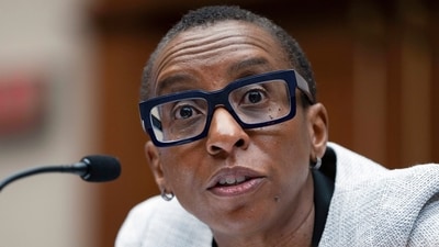 Harvard President Claudine Gay speaks during a hearing of the House Committee on Education on Capitol Hill, Tuesday, Dec. 5, 2023, in Washington (AP Photo/Mark Schiefelbein, File) (AP)