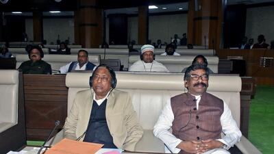 Jharkhand CM Hemant Soren during the winter session of the state legislative assembly, in Ranchi on Wednesday (ANI)