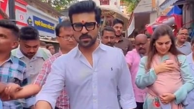 Ram Charan with his family in Mumbai (X) Ram Charan with his family in Mumbai (X)