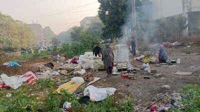 The part of the ground, which is on the dividing road of Sector 33 and Sector 34, in a poor state. (HT Photo)