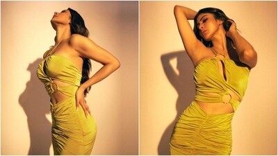 Mouni Roy's penchant for experimenting with risqué looks never fails to impress her millions of followers on Instagram. Case in point: the Brahmastra actor's latest photoshoot. She posted photos of herself looking glamorous in a cut-out gown and served fans with a stylish ensemble for the festive season. Scroll through to see Mouni's pictures. (Instagram) Mouni Roy's penchant for experimenting with risqué looks never fails to impress her millions of followers on Instagram. Case in point: the Brahmastra actor's latest photoshoot. She posted photos of herself looking glamorous in a cut-out gown and served fans with a stylish ensemble for the festive season. Scroll through to see Mouni's pictures. (Instagram)