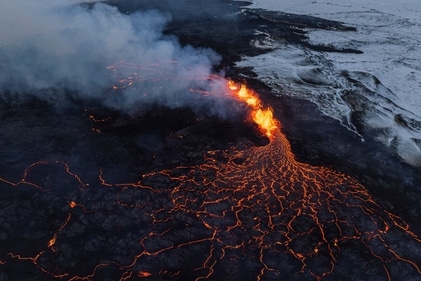 A close up of the Southern active segment of the original fissure of an active volcano in Grindavik on Iceland's Reykjanes Peninsula. (AP) A close up of the Southern active segment of the original fissure of an active volcano in Grindavik on Iceland's Reykjanes Peninsula. (AP)