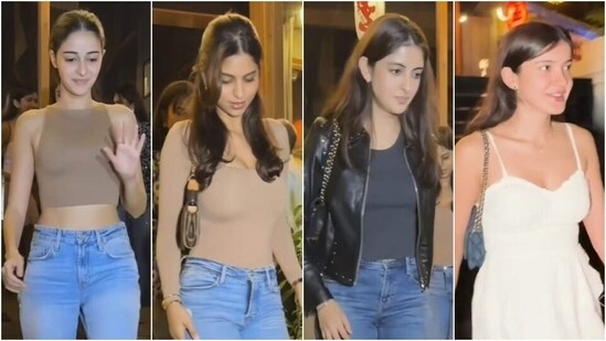 Ananya Panday, Suhana Khan, Navya Nanda, and Shanaya Kapoor enjoy a dinner date in Mumbai. (HT Photo/Varinder Chawla)