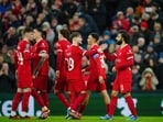 Liverpool's Mohamed Salah, right, is congratulated after scoring his side's 4th goal during the English League Cup quarterfinal Liverpool's Mohamed Salah, right, is congratulated after scoring his side's 4th goal during the English League Cup quarterfinal