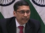 External affairs ministry spokesperson Arindam Bagchi addresses a press conference in New Delhi.