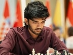 D Gukesh in action. D Gukesh in action.