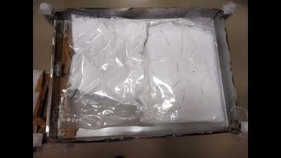 A white powdery substance was found stuffed inside the specially designed cavities in the table and tested positive for amphetamine, sources said. A white powdery substance was found stuffed inside the specially designed cavities in the table and tested positive for amphetamine, sources said.