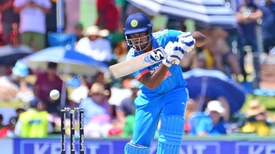 India's Sanju Samson plays a shot during the 3rd ODI match against South Africa of India's tour of South Africa, 2023-24 at Boland Park (BCCI-X) India's Sanju Samson plays a shot during the 3rd ODI match against South Africa of India's tour of South Africa, 2023-24 at Boland Park (BCCI-X)