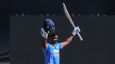 Initially, a century from Sanju Samson (108) and a half-century from Tilak Varma (52) saw India post 296/8 in 50 overs. (AFP)