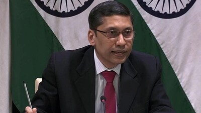 External affairs ministry spokesperson Arindam Bagchi addresses a press conference in New Delhi. External affairs ministry spokesperson Arindam Bagchi addresses a press conference in New Delhi.