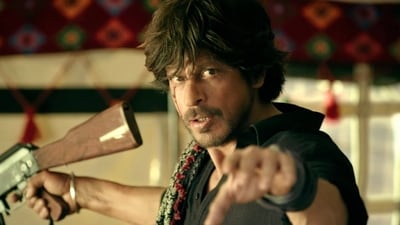 Shah Rukh Khan in a still from Dunki trailer Shah Rukh Khan in a still from Dunki trailer