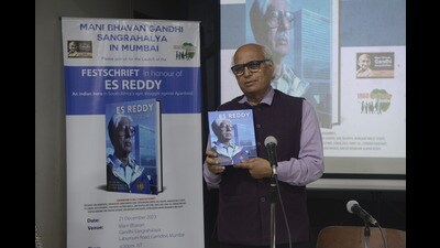 Peace activist Sudheendra Kulkarni releases the collection of essays at Mani Bhavan, on Thursday. (Hridhaan Wankhede) Peace activist Sudheendra Kulkarni releases the collection of essays at Mani Bhavan, on Thursday. (Hridhaan Wankhede)
