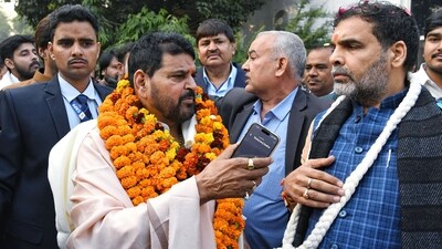 Brij Bhushan Sharan Singh with Sanjay Singh. Brij Bhushan Sharan Singh with Sanjay Singh.