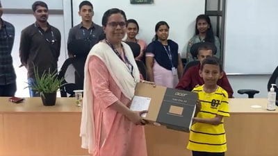 Sriram, fourth standard kid from Kochi was given an Acer One 14 laptop, as evident from the video. (ANI) Sriram, fourth standard kid from Kochi was given an Acer One 14 laptop, as evident from the video. (ANI)