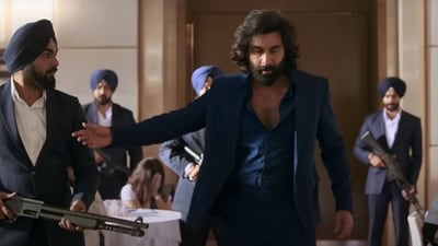 Ranbir Kapoor in a still from Animal. Ranbir Kapoor in a still from Animal.