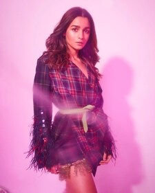 Alia Bhatt in a red and green tartan shirt dress Alia Bhatt in a red and green tartan shirt dress