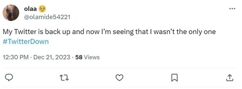This X user shared a tweet with the hashtag ‘#TwitterDown’. (Screengrab) This X user shared a tweet with the hashtag ‘#TwitterDown’. (Screengrab)