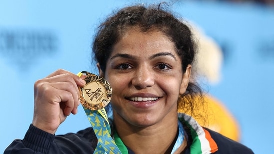 Sakshi Malik with her gold medal at the 2022 CWG (File)