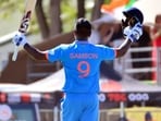 India's Sanju Samson celebrates his century during the 3rd ODI match against South Africa of India's tour of South Africa, 2023-24 at Boland Park, Paarl India's Sanju Samson celebrates his century during the 3rd ODI match against South Africa of India's tour of South Africa, 2023-24 at Boland Park, Paarl